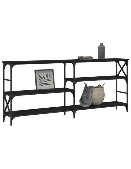Tavolino Consolle Nero 180x29x76,5 cm in Legno Multistrato