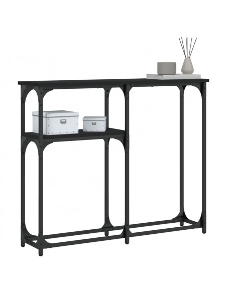 Tavolino Consolle Nero 90x22,5x75 cm in Legno Multistrato