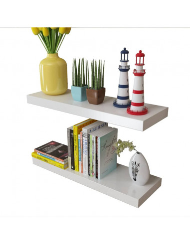 Mensole a Muro Bianche 2 pz in MDF per Libri/DVD