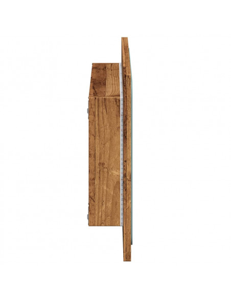 Specchio da Bagno con Luci LED Legno Antico 60x8,5x38 cm