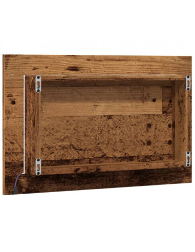 Specchio da Bagno con Luci LED Legno Antico 60x8,5x38 cm