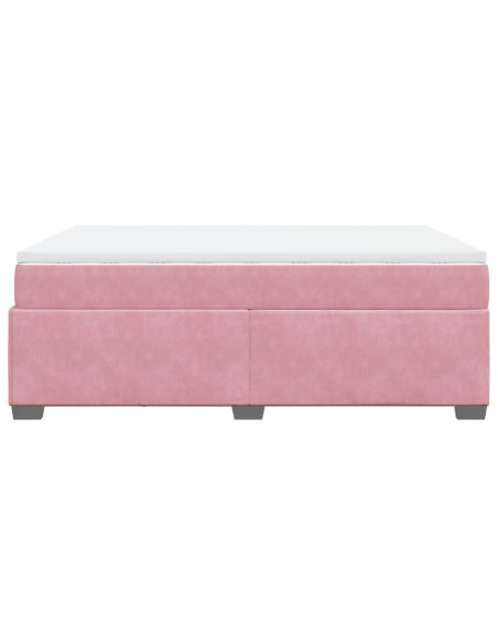 Giroletto a Molle con Materasso Rosa 140x190 cm in Velluto