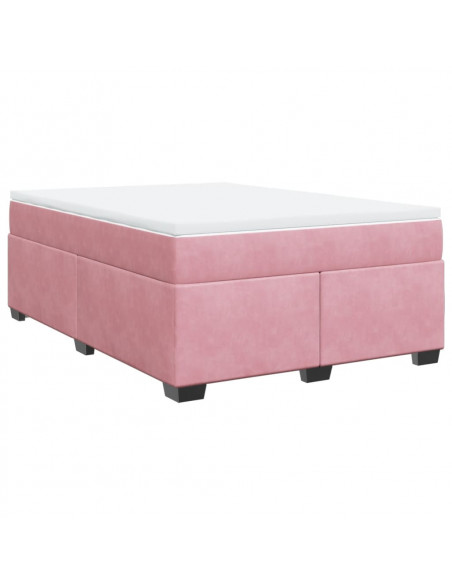 Giroletto a Molle con Materasso Rosa 140x190 cm in Velluto