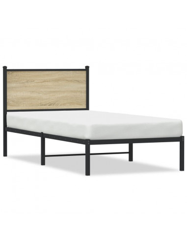 Giroletto con Testiera in Metallo Rovere Sonoma 75x190 cm