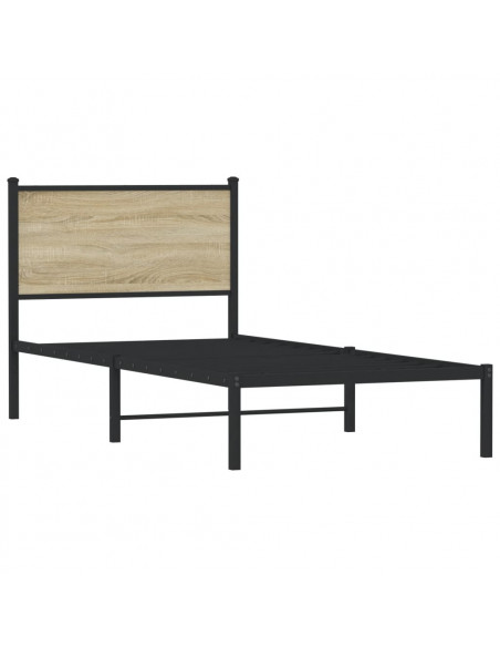 Giroletto con Testiera in Metallo Rovere Sonoma 75x190 cm