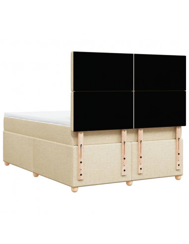 Giroletto a Molle con Materasso Crema 160x200 cm in Tessuto