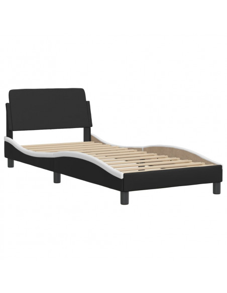 Letto con Materasso Nero e Bianco 90x200 cm in Similpelle