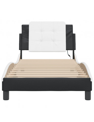 Giroletto con Luci LED Nero e Bianco 90x190 cm in Similpelle