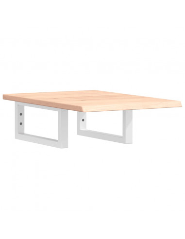 Ripiano a Parete per Lavabo in Acciaio e Massello di Rovere