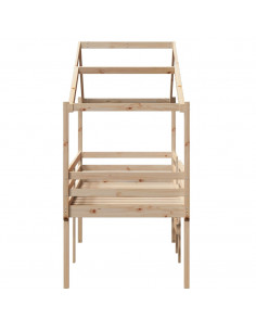 Letto a Soppalco con Tetto 90x190 cm Legno Massello di Pino 2