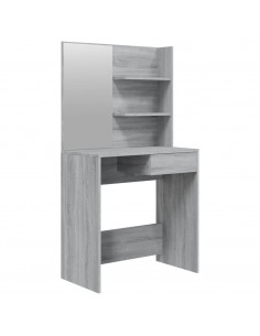 Toeletta con Specchio Grigio Sonoma 74,5x40x141 cm 2