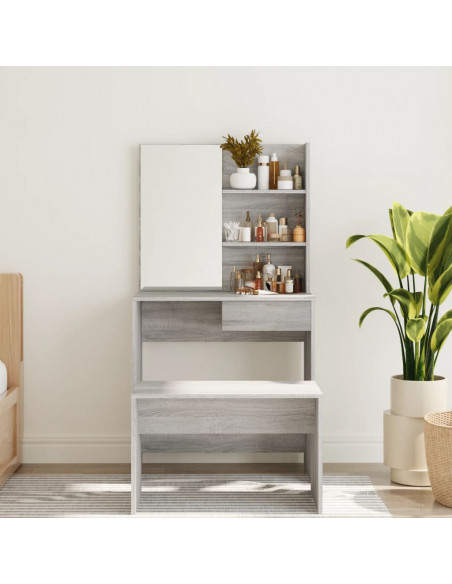 Toeletta con Specchio Grigio Sonoma 74,5x40x141 cm