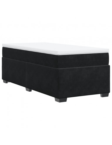 Giroletto a Molle con Materasso Nero 90x190 cm in Velluto