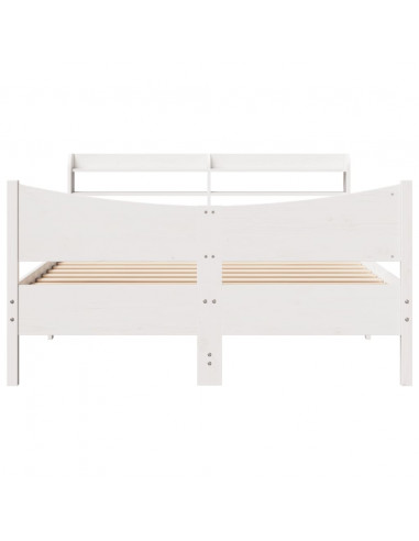 Giroletto con Testiera Bianco 120x200 cm Legno Massello di Pino