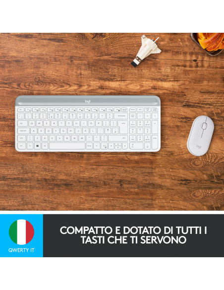Logitech MK470 Kit Mouse e Tastiera, Layout Italiano Qwerty