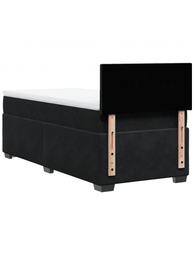 Letto a Molle con Materasso Nero Singolo in Velluto