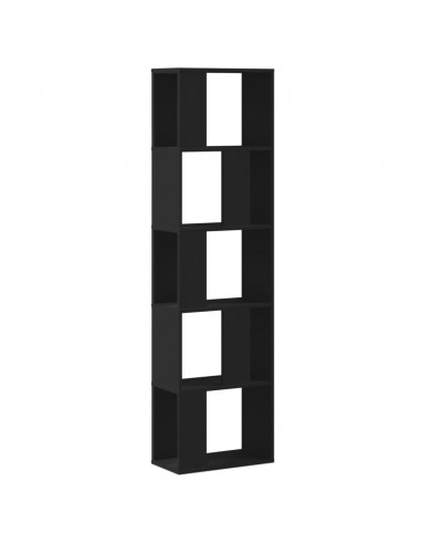Libreria 5 Ripiani Nera 45x23,5x162,5cm in Legno Multistrato