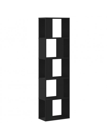 Libreria 5 Ripiani Nera 45x23,5x162,5cm in Legno Multistrato