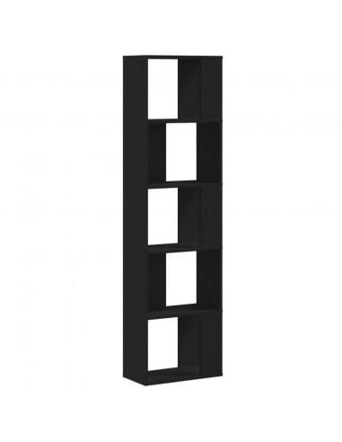 Libreria 5 Ripiani Nera 45x23,5x162,5cm in Legno Multistrato