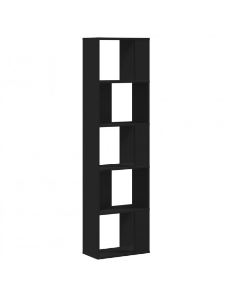 Libreria 5 Ripiani Nera 45x23,5x162,5cm in Legno Multistrato