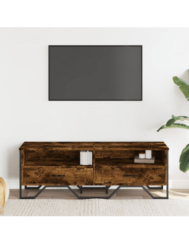 Mobile Porta TV Rovere Fumo 122x34x41 cm in Legno Multistrato