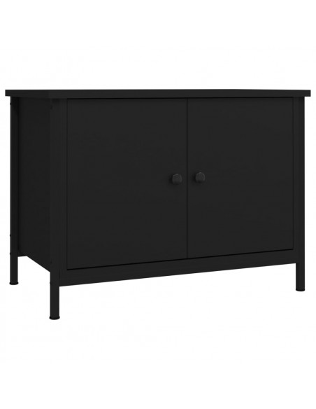 Mobile Porta TV con Ante Nero 60x35x45 cm in Legno Multistrato