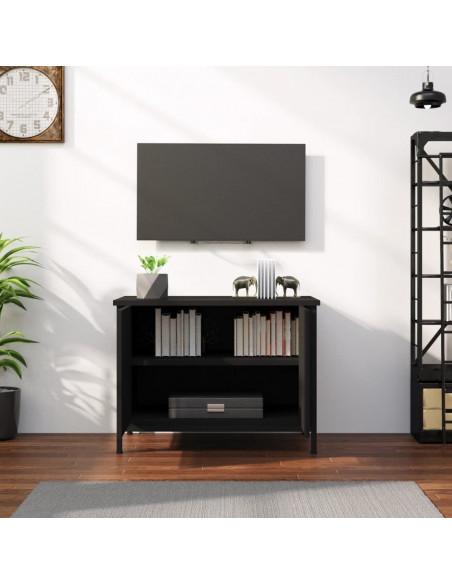 Mobile Porta TV con Ante Nero 60x35x45 cm in Legno Multistrato