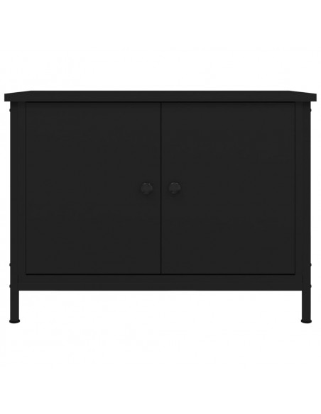 Mobile Porta TV con Ante Nero 60x35x45 cm in Legno Multistrato