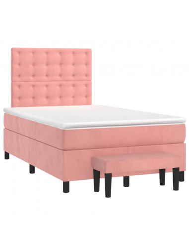 Giroletto a Molle con Materasso Rosa 120x190 cm in Velluto