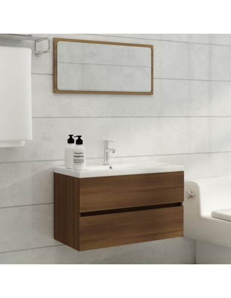 Mobile Lavabo Rovere Marrone 80x38,5x45 cm in Legno Multistrato