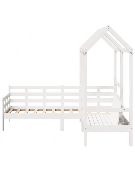 Set Dormeuse e Panca con Tetto Bianco 90x200cm Massello Pino