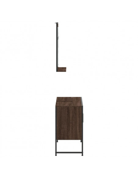 Set Mobili da Bagno 2 pz Rovere Marrone in Legno Multistrato