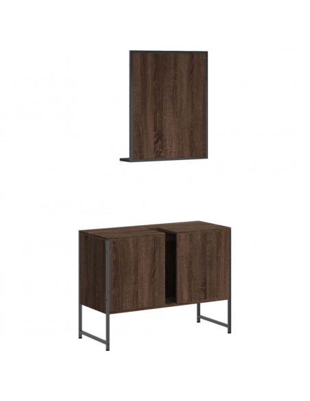 Set Mobili da Bagno 2 pz Rovere Marrone in Legno Multistrato