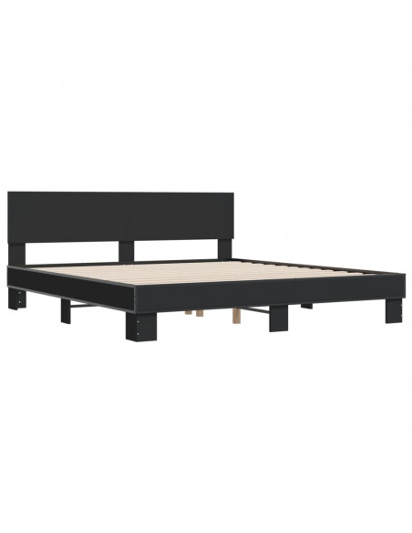 Giroletto Nero 180x200 cm in Legno Multistrato e Metallo