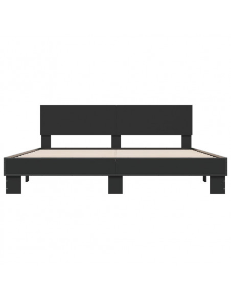 Giroletto Nero 180x200 cm in Legno Multistrato e Metallo