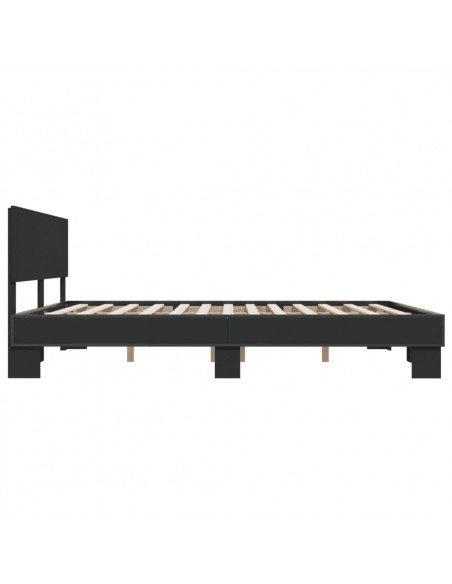 Giroletto Nero 180x200 cm in Legno Multistrato e Metallo
