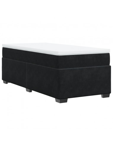 Giroletto a Molle con Materasso Nero 80x200 cm in Velluto