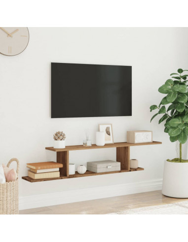 Scaffale TV Parete Rovere Artigianale 125x18x23 cm Truciolato