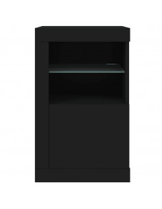 Armadietto con Luci LED Nero in Legno Multistrato 2