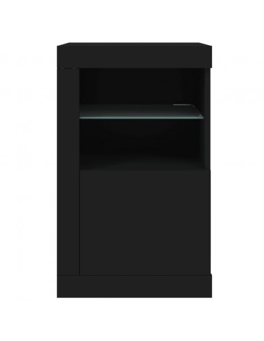 Armadietto con Luci LED Nero in Legno Multistrato