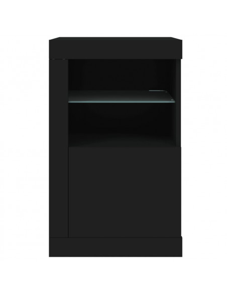 Armadietto con Luci LED Nero in Legno Multistrato