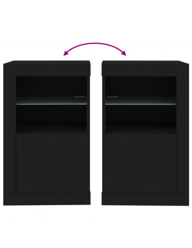 Armadietto con Luci LED Nero in Legno Multistrato