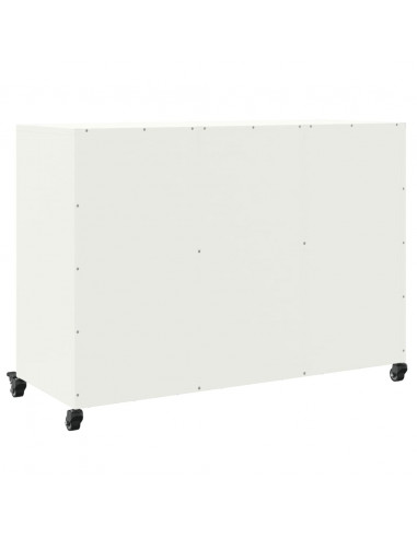 Credenza Bianca 100,5x39x72 cm in Acciaio Laminato a Freddo