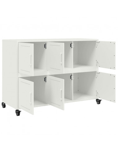 Credenza Bianca 100,5x39x72 cm in Acciaio Laminato a Freddo