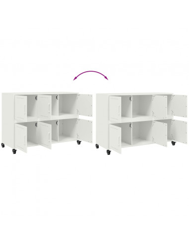 Credenza Bianca 100,5x39x72 cm in Acciaio Laminato a Freddo