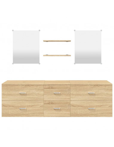 Set Mobili da Bagno 5 pz Rovere in Legno Multistrato