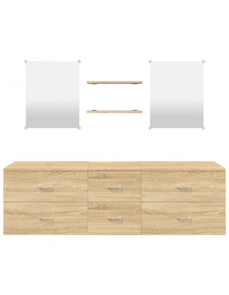 Set Mobili da Bagno 5 pz Rovere in Legno Multistrato