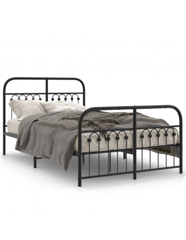 Giroletto con Testiera e Pediera Metallo Nero 120x190 cm