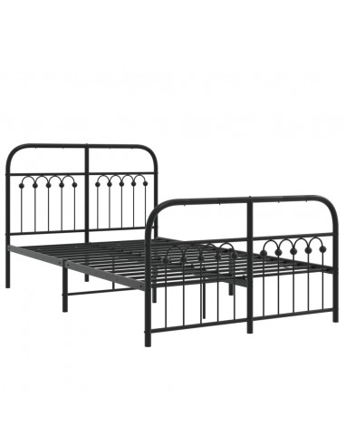 Giroletto con Testiera e Pediera Metallo Nero 120x190 cm
