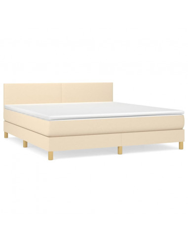 Giroletto a Molle con Materasso Crema 160x200 cm in Tessuto